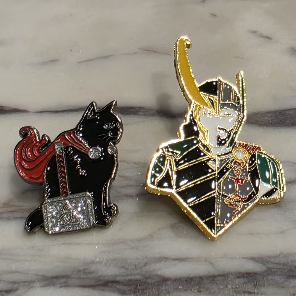 Gold and Black Enamel Pin Set